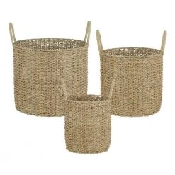 Home Decorators Collection Round Woven Seagrass Storage Baskets (Set of 3) -Flora Home Decorators Soldes natural home decorators collection storage baskets feh2111 04 4f 1000