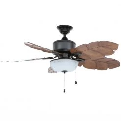 Home Decorators Collection Palm Cove 52 in. Indoor/Outdoor LED Natural Iron Ceiling Fan with Light Kit, Downrod and Reversible Motor -Flora Home Decorators Soldes natural iron home decorators collection ceiling fans with lights 51422 c3 1000
