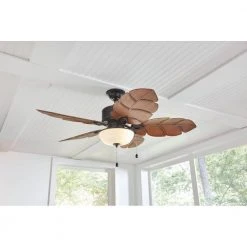 Home Decorators Collection Palm Cove 52 in. Indoor/Outdoor LED Natural Iron Ceiling Fan with Light Kit, Downrod and Reversible Motor -Flora Home Decorators Soldes natural iron home decorators collection ceiling fans with lights 51422 d4 1000