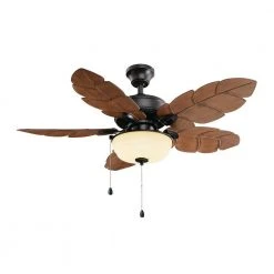 Home Decorators Collection Palm Cove 44 in. Indoor/Outdoor LED Natural Iron Ceiling Fan with Light Kit, Downrod and Reversible Motor -Flora Home Decorators Soldes natural iron home decorators collection ceiling fans with lights 51544 1d 1000