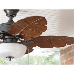 Home Decorators Collection Palm Cove 44 in. Indoor/Outdoor LED Natural Iron Ceiling Fan with Light Kit, Downrod and Reversible Motor -Flora Home Decorators Soldes natural iron home decorators collection ceiling fans with lights 51544 40 1000