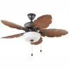 Home Decorators Collection Palm Cove 44 in. Indoor/Outdoor LED Natural Iron Ceiling Fan with Light Kit, Downrod and Reversible Motor -Flora Home Decorators Soldes natural iron home decorators collection ceiling fans with lights 51544 64 1000