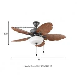Home Decorators Collection Palm Cove 44 in. Indoor/Outdoor LED Natural Iron Ceiling Fan with Light Kit, Downrod and Reversible Motor -Flora Home Decorators Soldes natural iron home decorators collection ceiling fans with lights 51544 a0 1000