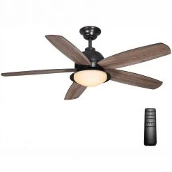 Home Decorators Collection Ackerly 52 in. Indoor/Outdoor Integrated LED Natural Iron Damp Rated Ceiling Fan with Light Kit and Remote Control