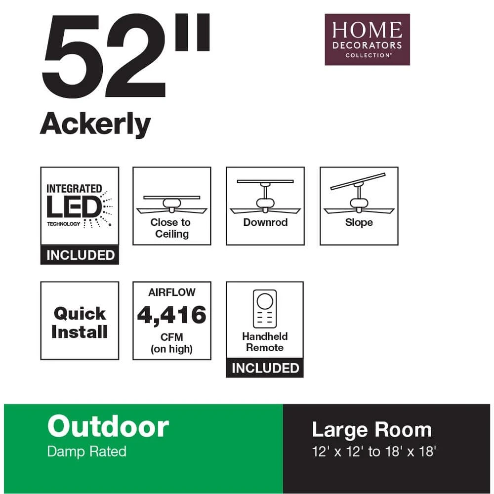 Home Decorators Collection Ackerly 52 in. Indoor/Outdoor Integrated LED Natural Iron Damp Rated Ceiling Fan with Light Kit and Remote Control 7 Home Decorators Collection Ackerly 52 in. Indoor/Outdoor Integrated LED Natural Iron Damp Rated Ceiling Fan with Light Kit and Remote Control - Image 5