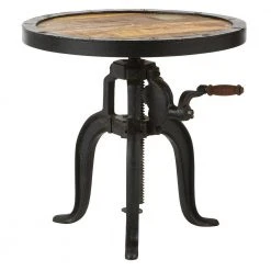 Home Decorators Collection Industrial 20 in. Natural Reclaimed Round Adjustable Height End Table -Flora Home Decorators Soldes natural reclaimed home decorators collection end side tables hdc 2006 a0 1000