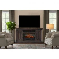 Home Decorators Collection Madison 68 in. Freestanding Electric Fireplace TV Stand in Natural Rustic Oak