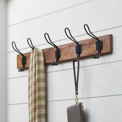 Home Decorators Collection 27 in. Textured Oak Hook Rack with 5 Copper Loop Hooks -Flora Home Decorators Soldes natural wood home decorators collection hooks 64291 31 1000