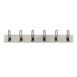 Home Decorators Collection 35 in. Solid Wood Hook Rack with 6 Matte Black Hooks