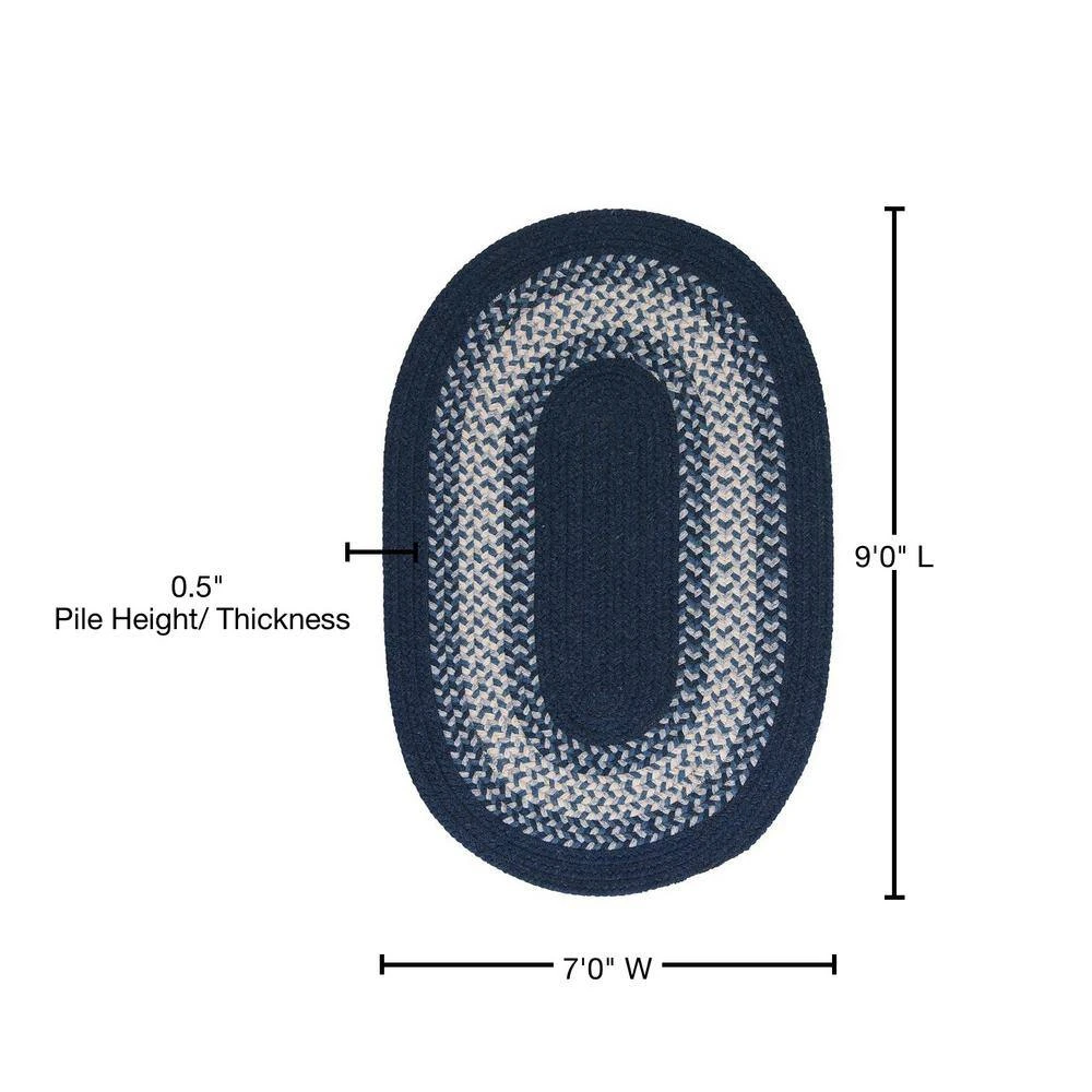 Home Decorators Collection Chancery Navy 7 ft. x 9 ft. Oval Braided Area Rug 6 Home Decorators Collection Chancery Navy 7 ft. x 9 ft. Oval Braided Area Rug - Image 4