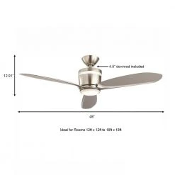 Home Decorators Collection Federigo 48 in. Integrated LED Indoor Nickel Ceiling Fan with Light Kit and Remote Control -Flora Home Decorators Soldes nickel home decorators collection ceiling fans with lights sw1618bn 1f 1000