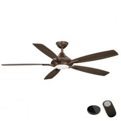 Home Decorators Collection Petersford 56 in. Integrated LED Oil Rubbed Bronze Ceiling Fan with Remote Control works with Google and Alexa