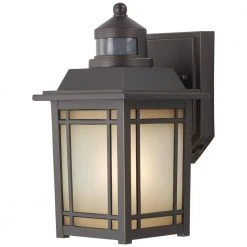 Home Decorators Collection Port Oxford 1-Light Oil Rubbed Chestnut Motion Sensing Outdoor Wall Mount Lantern