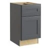 Home Decorators Collection Newport Onyx Gray Shaker Assembled Plywood 18 x 28.5 x 21 in. Stock Base Desk Kitchen Cabinet 2 Soft Close Drawers