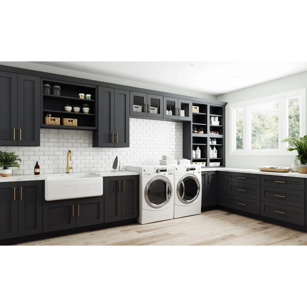 Home Decorators Collection Navarre Onyx Gray Shaker Assembled Plywood Stock Matching Kitchen Cabinet Toe Kick 96 in. x 4.5 in. x 0.125 in. 6 Home Decorators Collection Navarre Onyx Gray Shaker Assembled Plywood Stock Matching Kitchen Cabinet Toe Kick 96 in. x 4.5 in. x 0.125 in. - Image 4