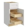 Home Decorators Collection Newport Assembled 12x34.5x24 in Plywood Shaker Base Kitchen Cabinet Right 2 rollouts Soft Close in Painted Pacific White -Flora Home Decorators Soldes pacific white home decorators collection assembled kitchen cabinets b12r 2t npw 64 1000