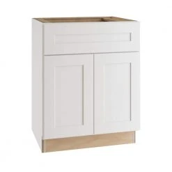 Home Decorators Collection Newport Assembled 24x34.5x24 in. Plywood Shaker Base Kitchen Cabinet Soft Close Doors/Drawers in Painted Pacific White