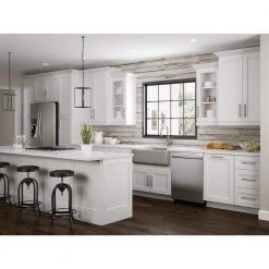 Home Decorators Collection Newport Assembled 18 x 36 x 12 in. Plywood Shaker Wall Kitchen Cabinet Left Soft Close in Painted Pacific White -Flora Home Decorators Soldes pacific white home decorators collection assembled kitchen cabinets w1836l npw 31 1000