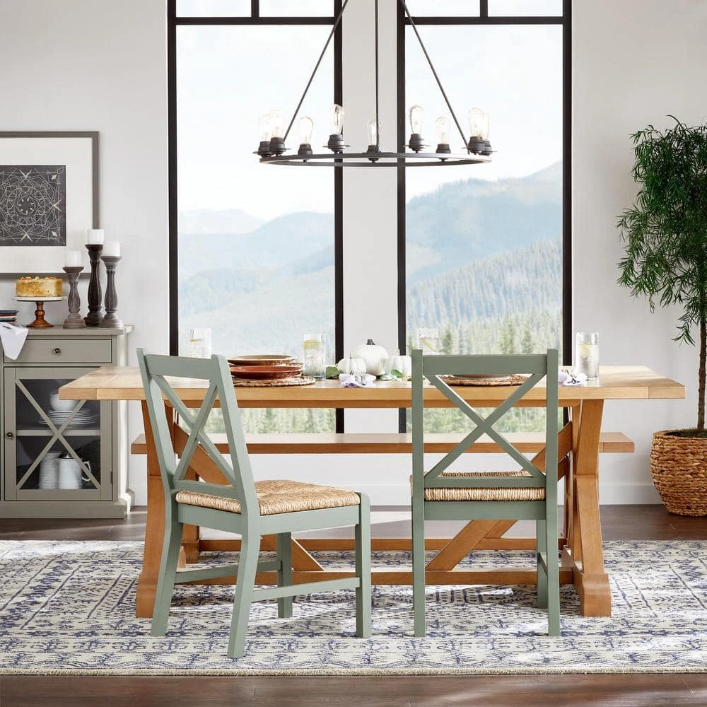 Home Decorators Collection Aberwood Patina Oak Finish Wood Rectangle Trestle Dining Table for 6 (78.75 in. L x 30 in. H) 12 Home Decorators Collection Aberwood Patina Oak Finish Wood Rectangle Trestle Dining Table for 6 (78.75 in. L x 30 in. H) - Image 10