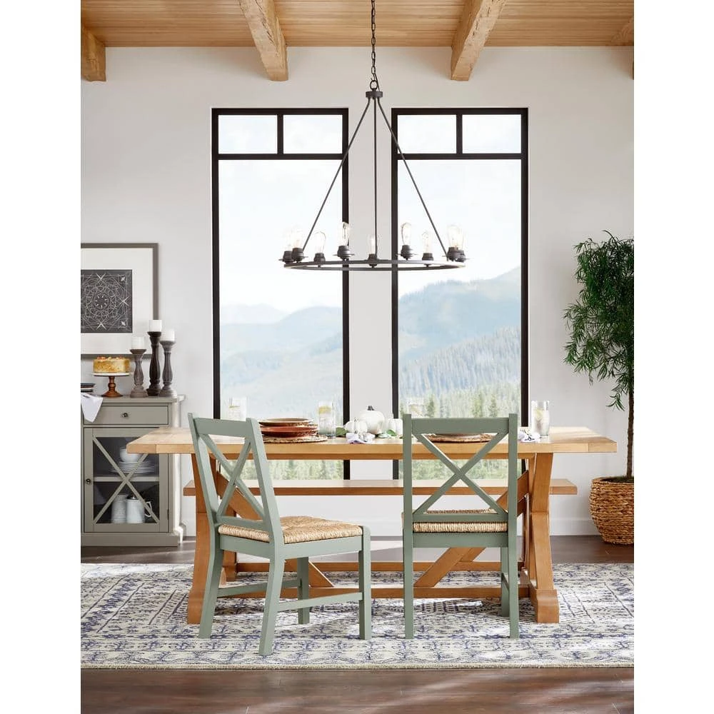 Home Decorators Collection Aberwood Patina Oak Finish Wood Rectangle Trestle Dining Table for 6 (78.75 in. L x 30 in. H) 13 Home Decorators Collection Aberwood Patina Oak Finish Wood Rectangle Trestle Dining Table for 6 (78.75 in. L x 30 in. H) - Image 11