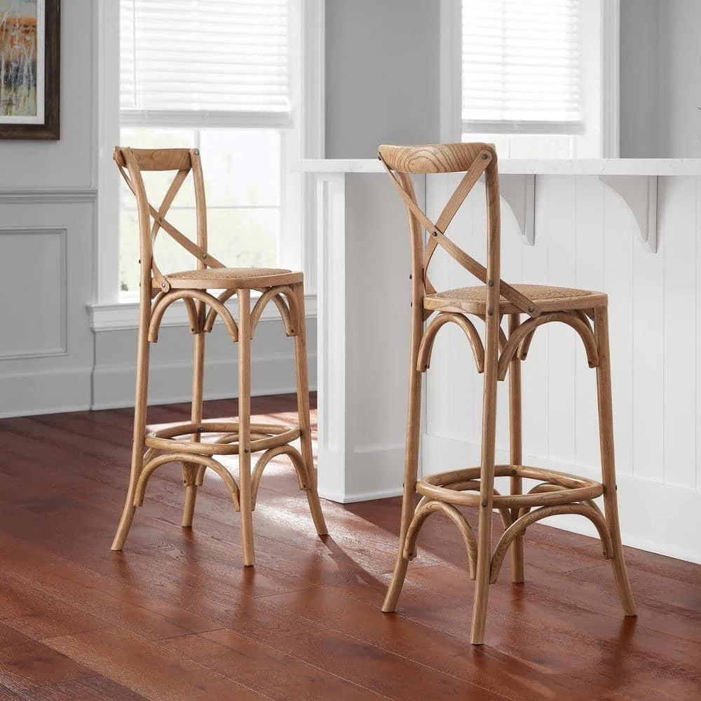 Home Decorators Collection Mavery Patina Oak Finish Cross Back Bar Stool with Woven Rattan Seat 3 Home Decorators Collection Mavery Patina Oak Finish Cross Back Bar Stool with Woven Rattan Seat