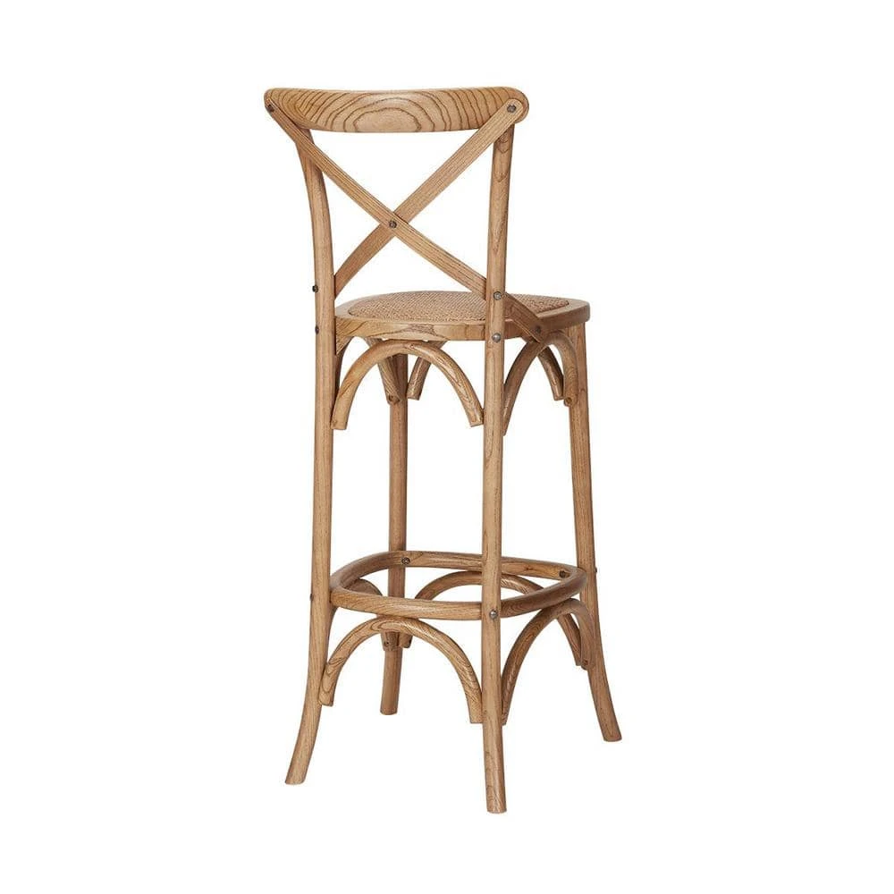 Home Decorators Collection Mavery Patina Oak Finish Cross Back Bar Stool with Woven Rattan Seat 10 Home Decorators Collection Mavery Patina Oak Finish Cross Back Bar Stool with Woven Rattan Seat - Image 8