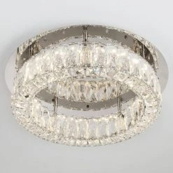 Home Decorators Collection Keighley Crystal 17.5-in. Polished Chrome Integrated LED Flush Mount Kitchen Ceiling Light Fixture -Flora Home Decorators Soldes polished chrome home decorators collection flush mount lights cp 25117 44 1000
