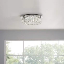 Home Decorators Collection Keighley Crystal 17.5-in. Polished Chrome Integrated LED Flush Mount Kitchen Ceiling Light Fixture -Flora Home Decorators Soldes polished chrome home decorators collection flush mount lights cp 25117 4f 1000