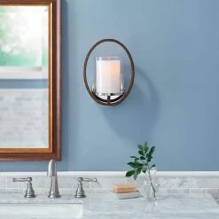Home Decorators Collection Downing 1-Light Polished Nickel/Corona Bronze Wall Sconce -Flora Home Decorators Soldes polished nickel and corona bronze home decorators collection wall sconces 28011 e1 1000