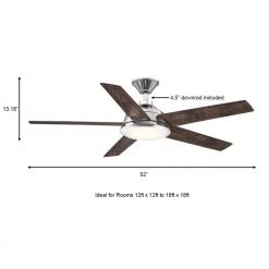 Home Decorators Collection Haverbrook 52 in. LED Polished Nickel Ceiling Fan with Light and Remote Control works with Google and Alexa -Flora Home Decorators Soldes polished nickel home decorators collection ceiling fans with lights am634 pn b a0 1000