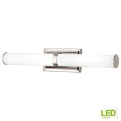 Home Decorators Collection Rolande 100-Watt Equivalent Polished Nickel LED Vanity Light with Tube Etched Glass -Flora Home Decorators Soldes polished nickel home decorators collection vanity lighting 22838 77 1000