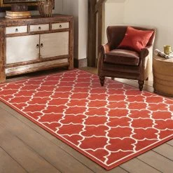 Home Decorators Collection Valley Red 8 ft. x 11 ft. Indoor/Outdoor Area Rug -Flora Home Decorators Soldes red home decorators collection outdoor rugs 9525850110 e1 1000