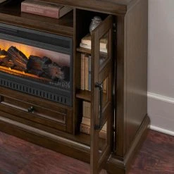 Home Decorators Collection Cecily 72 in. Media Console Infrared Electric Fireplace in Rich Brown Cherry -Flora Home Decorators Soldes rich brown cherry home decorators collection fireplace tv stands hdfp72 44ae 1d 1000