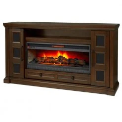Home Decorators Collection Cecily 72 in. Media Console Infrared Electric Fireplace in Rich Brown Cherry