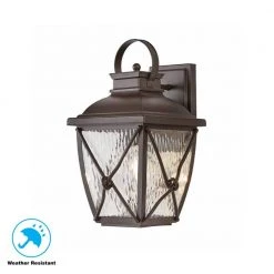 Home Decorators Collection Springbrook 15 in. Rustic 1-Light Outdoor Wall Lamp with Clear Water Glass Shade 16 Home Decorators Collection Springbrook 15 in. Rustic 1-Light Outdoor Wall Lamp with Clear Water Glass Shade -Flora Home Decorators Soldes rustic home decorators collection outdoor sconces hb7087 314 77 1000
