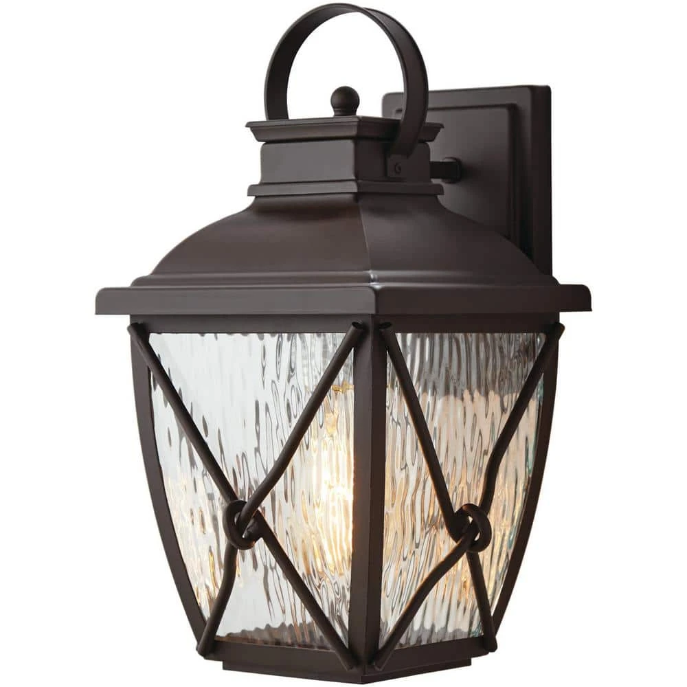 Home Decorators Collection Springbrook 15 in. Rustic 1-Light Outdoor Wall Lamp with Clear Water Glass Shade 6 Home Decorators Collection Springbrook 15 in. Rustic 1-Light Outdoor Wall Lamp with Clear Water Glass Shade - Image 4