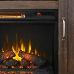 Home Decorators Collection Chastain 56 in. Freestanding Media Console Electric Fireplace TV Stand with Sliding Barn Door in Rustic Walnut -Flora Home Decorators Soldes rustic walnut home decorators collection fireplace tv stands 118090 1d 1000