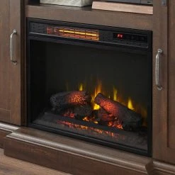 Home Decorators Collection Chastain 56 in. Freestanding Media Console Electric Fireplace TV Stand with Sliding Barn Door in Rustic Walnut -Flora Home Decorators Soldes rustic walnut home decorators collection fireplace tv stands 118090 4f 1000