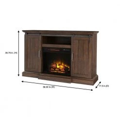 Home Decorators Collection Chastain 56 in. Freestanding Media Console Electric Fireplace TV Stand with Sliding Barn Door in Rustic Walnut -Flora Home Decorators Soldes rustic walnut home decorators collection fireplace tv stands 118090 a0 1000