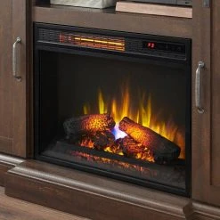 Home Decorators Collection Chastain 56 in. Freestanding Media Console Electric Fireplace TV Stand with Sliding Barn Door in Rustic Walnut -Flora Home Decorators Soldes rustic walnut home decorators collection fireplace tv stands 118090 fa 1000