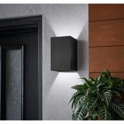 Home Decorators Collection Greeleyville 1-Light Sand Black Outdoor Integrated LED Wall Lantern Sconce -Flora Home Decorators Soldes sand black home decorators collection outdoor sconces 23751 e1 1000