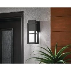 Home Decorators Collection Melrose 1-Light Sand Black LED Outdoor Wall Mount Lantern -Flora Home Decorators Soldes sand black home decorators collection outdoor sconces 23759 31 1000