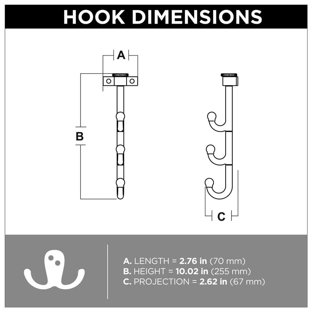 Home Decorators Collection 10 in. Satin Nickel Triple Prong Swivel Hook 11 Home Decorators Collection 10 in. Satin Nickel Triple Prong Swivel Hook - Image 9