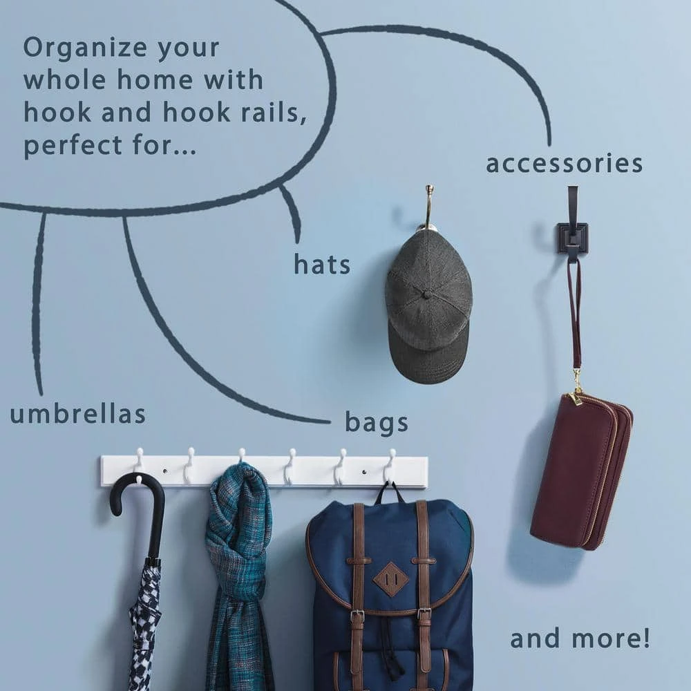 Home Decorators Collection 10 in. L Satin Nickel Metal Round Post Hook Rail 7 Home Decorators Collection 10 in. L Satin Nickel Metal Round Post Hook Rail - Image 5