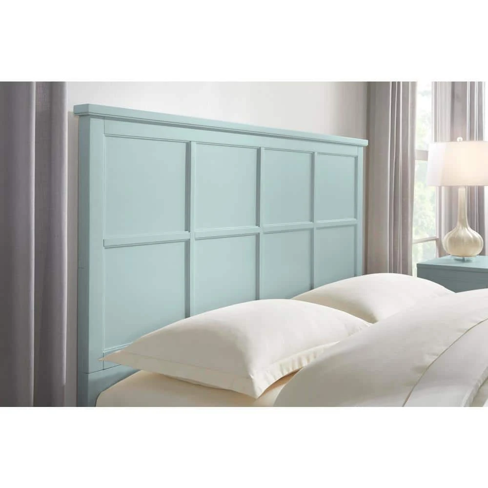 Home Decorators Collection Beckley Seabreeze Green Wood King Bed with Grid Back (80.7 in W. X 54 in H.) 6 Home Decorators Collection Beckley Seabreeze Green Wood King Bed with Grid Back (80.7 in W. X 54 in H.) - Image 4