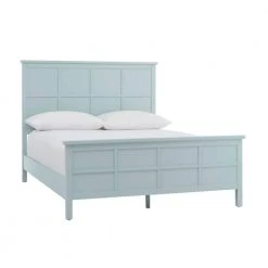 Home Decorators Collection Beckley Seabreeze Green Wood King Bed with Grid Back (80.7 in W. X 54 in H.)