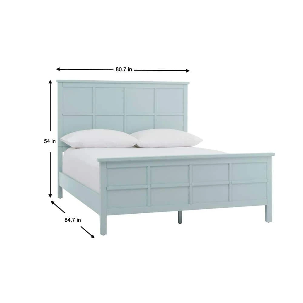 Home Decorators Collection Beckley Seabreeze Green Wood King Bed with Grid Back (80.7 in W. X 54 in H.) 4 Home Decorators Collection Beckley Seabreeze Green Wood King Bed with Grid Back (80.7 in W. X 54 in H.) - Image 2