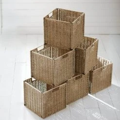 Home Decorators Collection 10.5 in. H x 11 in. W x 11 in. D Brown Wicker Cube Storage Bin 3-Pack -Flora Home Decorators Soldes seagrass home decorators collection cube storage bins 4082500950 c3 1000