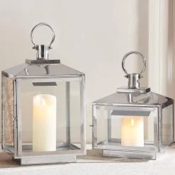 Home Decorators Collection Silver Stainless Steel Candle Hanging or Tabletop Lantern (Set of 2) -Flora Home Decorators Soldes silver home decorators collection candle holders dc18 44998 ab 40 1000