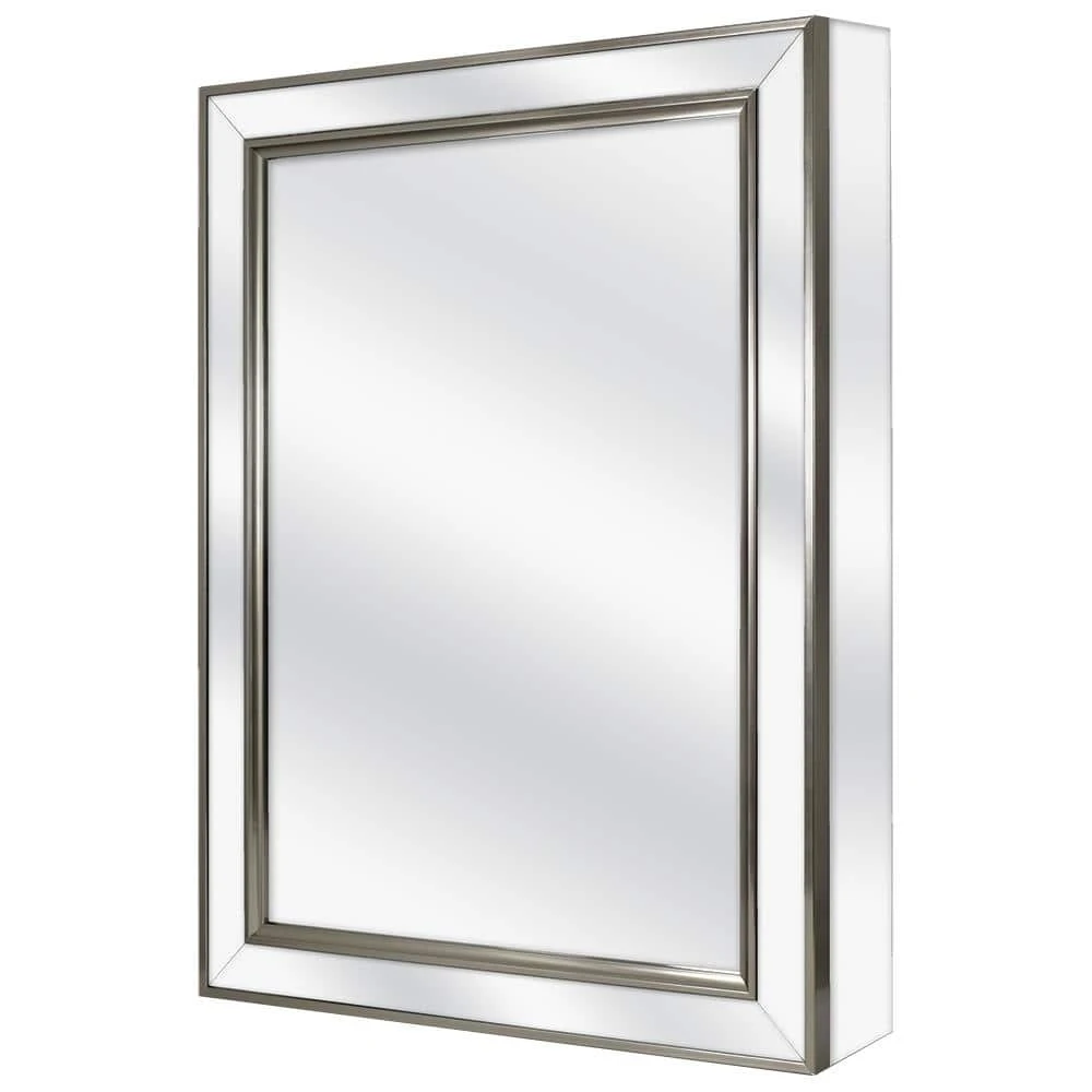 Home Decorators Collection 20-1/8 in. W x 26 in. H Fog Free Framed Recessed or Surface-Mount Mirror Bathroom Medicine Cabinet in Brushed Nickel 4 Home Decorators Collection 20-1/8 in. W x 26 in. H Fog Free Framed Recessed or Surface-Mount Mirror Bathroom Medicine Cabinet in Brushed Nickel - Image 2